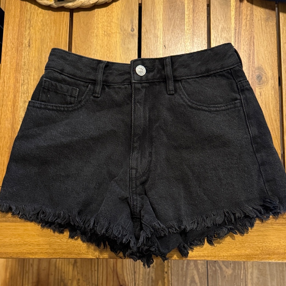 PacSun Black Frayed Jean Shorts